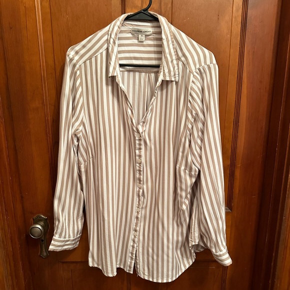Alexander Jordan Tops - Alexander Jordan tan stripped button up size 1X